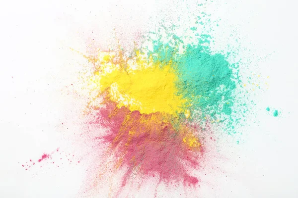 Polvos Holi Coloridos Sobre Fondo Blanco — Foto de Stock