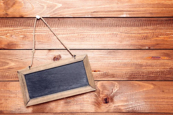 Blank Chalkboard Brown Wooden Background — Stock Photo, Image