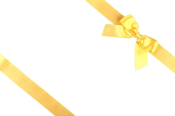 Golden Bow Ribbon Isolated White Background — Stock Photo, Image