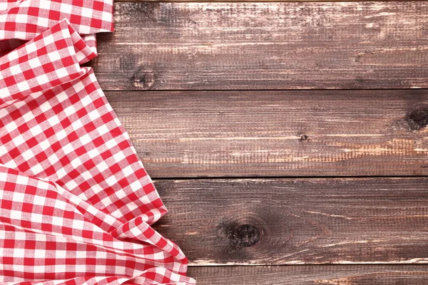 Röd Servett Brun Träbord — Stockfoto