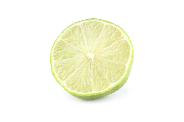 Pezzo Frutto Lime Isolato Sfondo Bianco — Foto Stock