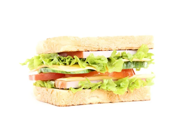 Lekkere Sandwich Geïsoleerd Witte Achtergrond — Stockfoto