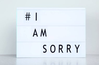 Lightbox ile ı Am Sorry gri arka plan üzerine sözler