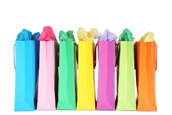 Colorful Shopping Bags Isolated White Background — Stock Photo, Image