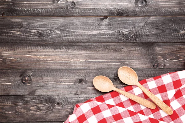 Cubiertos Madera Con Servilleta Mesa —  Fotos de Stock