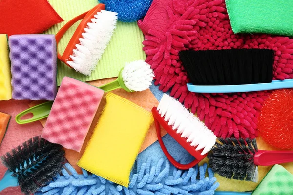 Cleaning Sponges Brushes Wipes — Stock Photo, Image