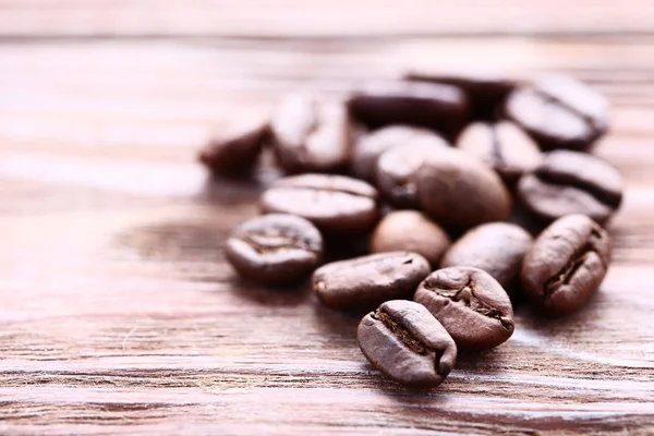 Kaffebönor Brunt Träbord — Stockfoto