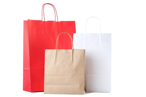 Paper shopping bags isolated on white background — Stock Photo, Image