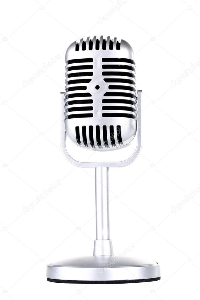 Vintage microphone isolated on white background