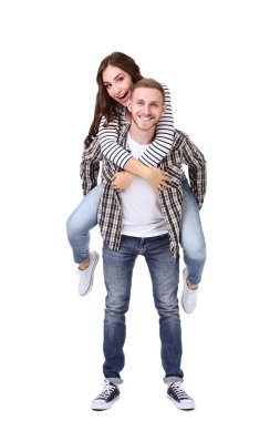 güzel genç bir çift beyaz zemin üzerine izole