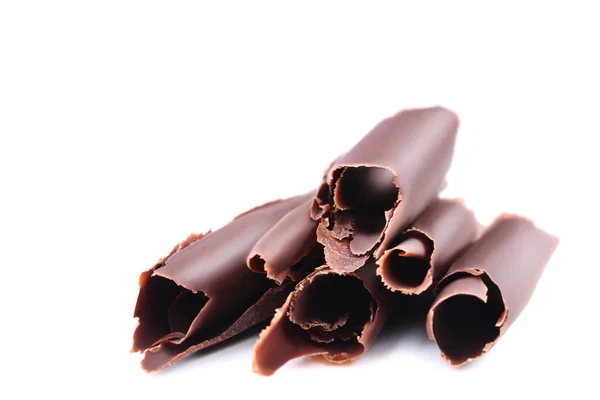 Шоколадные Стружки Изолированы Белом Фоне — стоковое фото