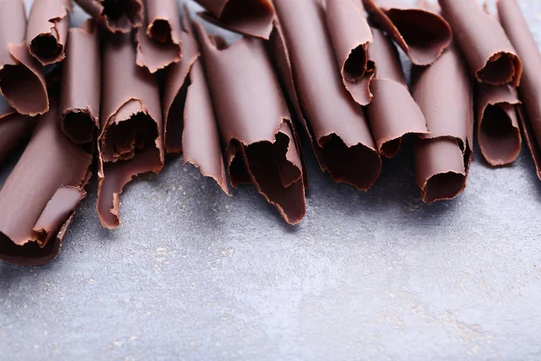 Chocolate Shavings Grey Wooden Table — Stock Photo, Image