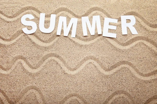 Inschrijving Zomer Het Strand Zand — Stockfoto