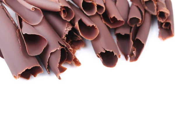 Trucioli Cioccolato Sfondo Bianco — Foto Stock