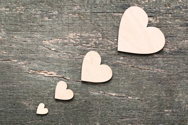 Corazones Marrones Sobre Mesa Madera Gris — Foto de Stock