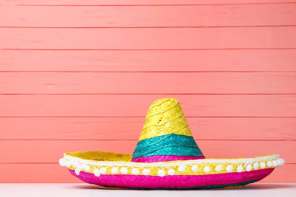 Chapéu Mexicano Fundo Madeira — Fotografia de Stock