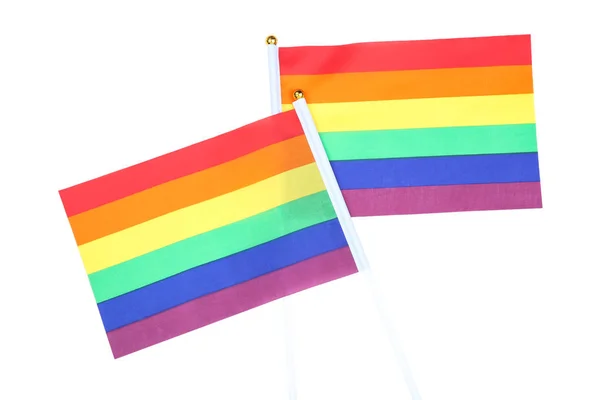 Rainbow flags on white background — Stock Photo, Image