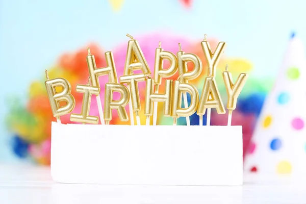 Happy Birthday candles on colorful background — Stock Photo, Image