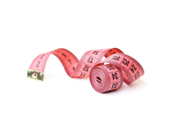 빨강 흰색 바탕에 절연 테이프를 측정 — 스톡 사진
