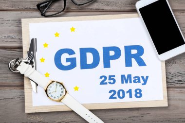 Genel Data Koruma Yönetmeliği, GDPR. Kağıt ile pano, 