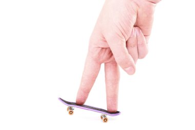 Parmak tahtası ve el parmakları beyaz arka planda izole