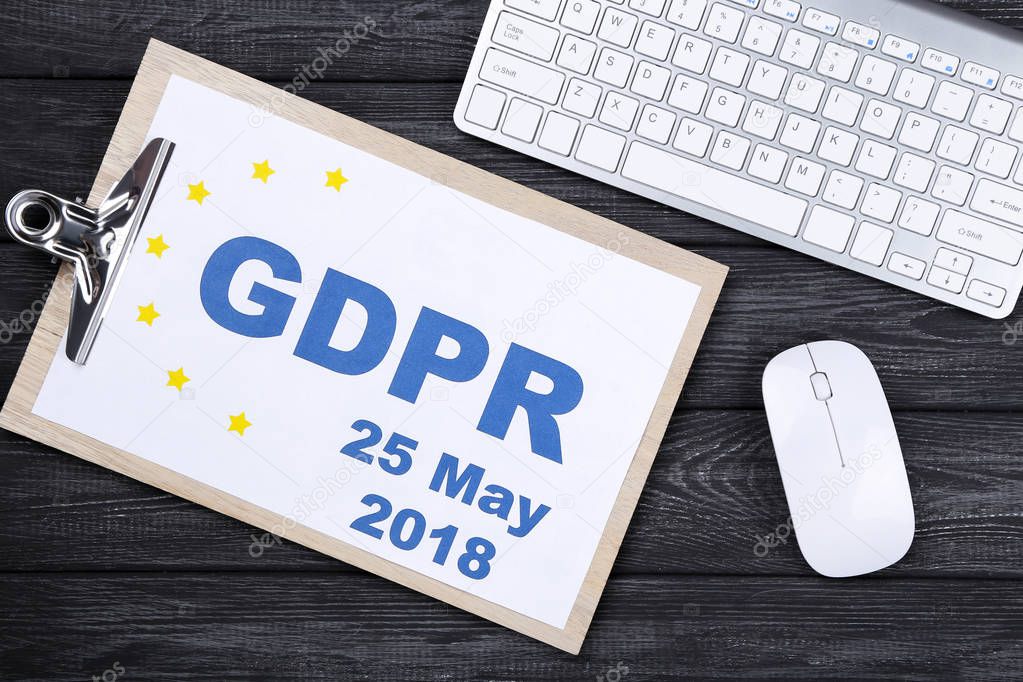 General Data Protection Regulation, GDPR. Clipboard with keyboar