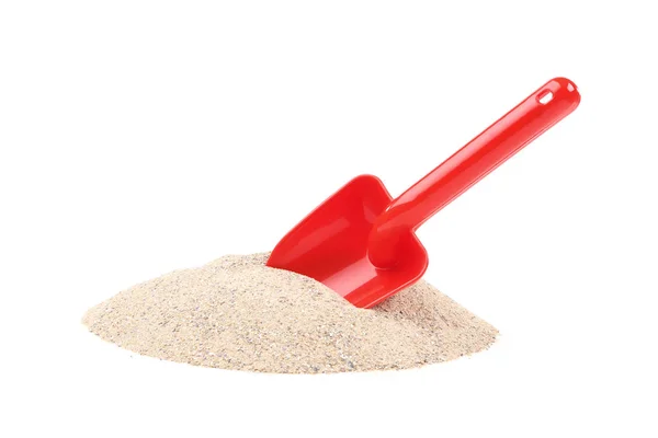 Plastic beach toy with sand isolated on white background — Stock Photo, Image