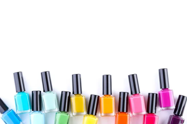 Nail polish bottles isolated on white background — Stock Photo, Image