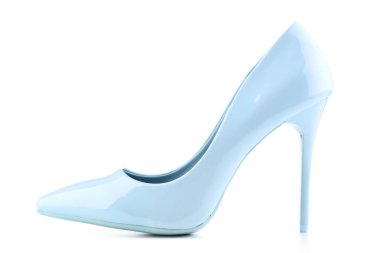 Beyaz arka plan üzerinde izole mavi yüksek topuk ayakkabı