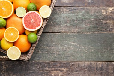 Narenciye meyve sepeti ahşap tablo