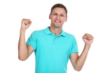 Beyaz arka planda izole edilmiş genç bir adamın portresi