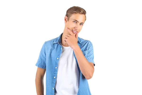 Portret van jonge man geïsoleerd op witte achtergrond — Stockfoto