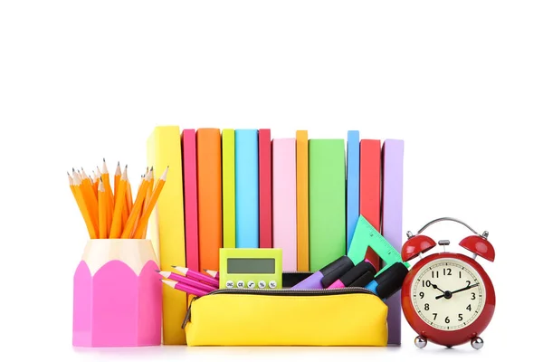 School supplies isolated on white background — Stock Photo, Image