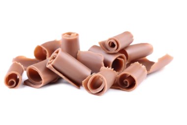 Çikolata talaşı beyaz zemin üzerine izole