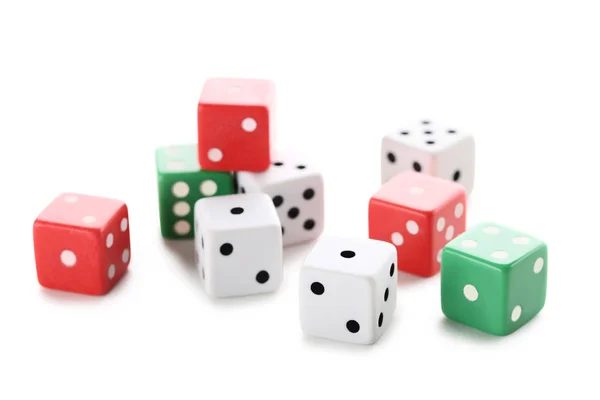 Colourful dice isolated on white background — Stock Photo, Image