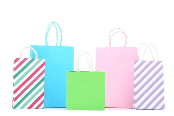 Small paper shopping bags isolated on white background — Stock Photo, Image