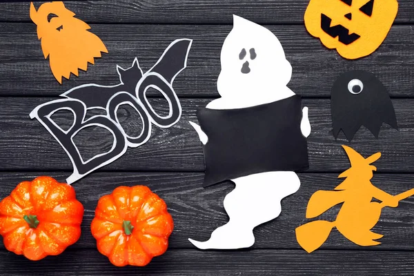 Halloween papír dekoráció narancs tök fekete fa — Stock Fotó