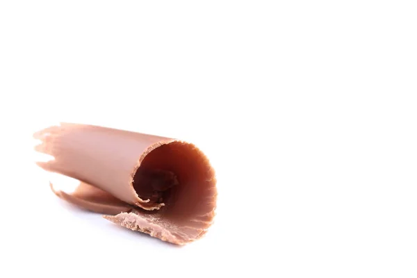 Cioccolato rasatura isolato su sfondo bianco — Foto Stock