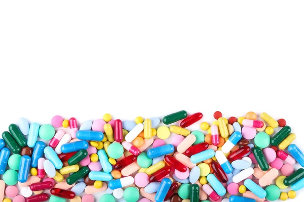 Pílulas Coloridas Isoladas Fundo Branco — Fotografia de Stock