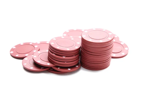 Stacks Poker Chips Isolated White Background — Stock Photo, Image