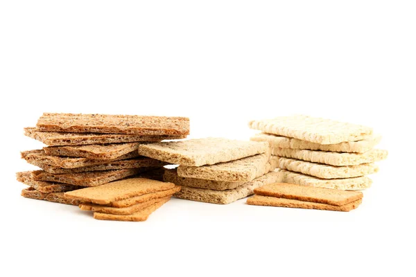Chleb Chrupki Żytni Izolowany Białym Tle — Zdjęcie stockowe