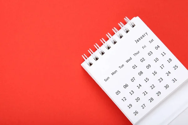 Pagina Del Calendario Carta Sfondo Rosso — Foto Stock