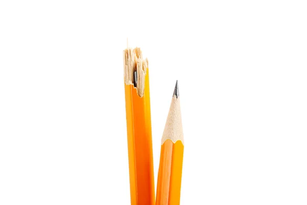Gelber Gebrochener Bleistift Isoliert Auf Weißem Hintergrund — Stockfoto