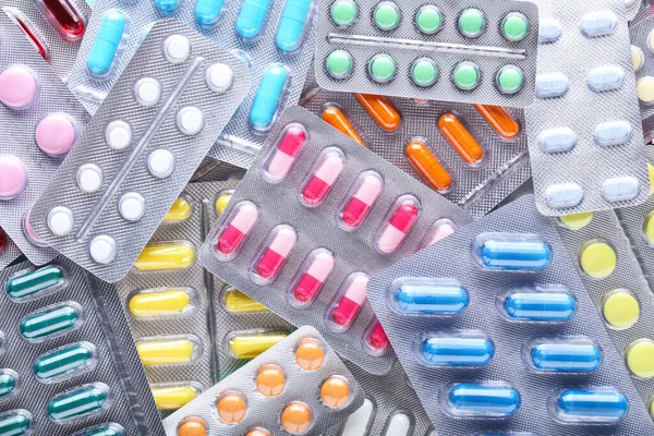 Háttér Színes Tabletták Hólyagokban — Stock Fotó
