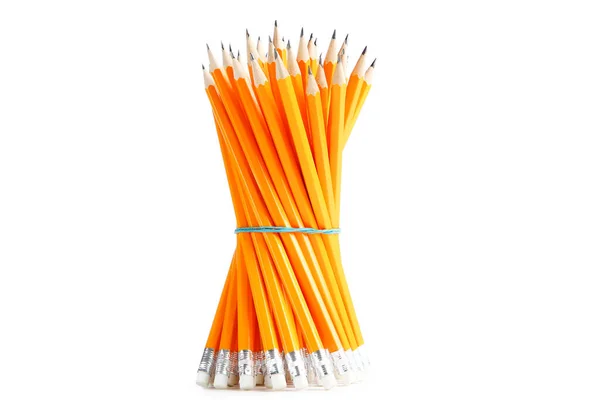 Bündel Gelber Bleistifte Isoliert Auf Weißem Hintergrund — Stockfoto