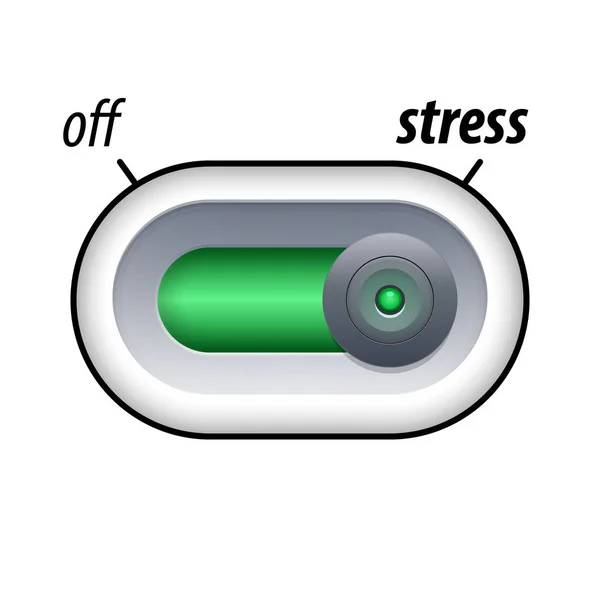 Stres konsepti. Stres için kaydırma düğmesine bas. Beyaz arka planda izole edilmiş. Vektör illüstrasyonu, üst görünüm.