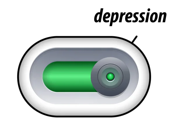 Concepto Depresión Presione Botón Diapositiva Para Estado Ánimo Depresión Aislado — Vector de stock