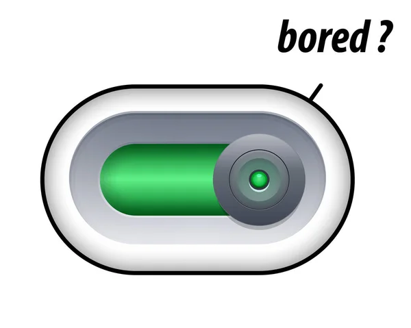 Sıkıcı bir kavram. Sıkıcı ruh hali için kaydırma düğmesine bas. Beyaz arka planda izole edilmiş. Vektör illüstrasyonu, üst görünüm