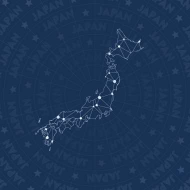 Japonya ağ takımyıldızı tarzı ülke harita düzgün uzay tarzı modern tasarım Japonya ağ haritası