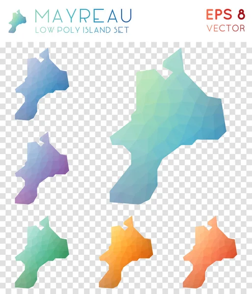 Mayreau geometrische veelhoekige kaarten mozaïek stijl eiland collectie Delicate laag poly stijl modern — Stockvector